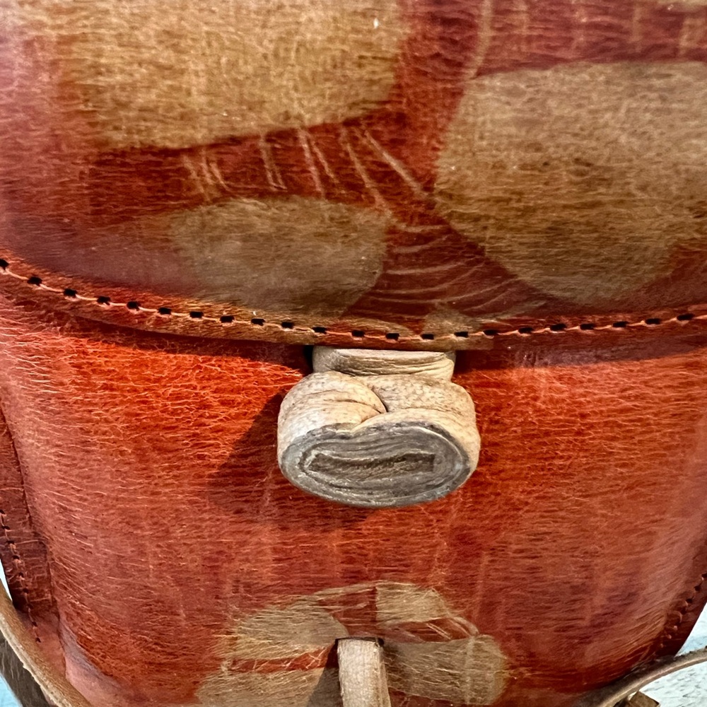 Vintage Tie Dye Stylish Tan Leather Crossbody Bag - Picture 3 of 12